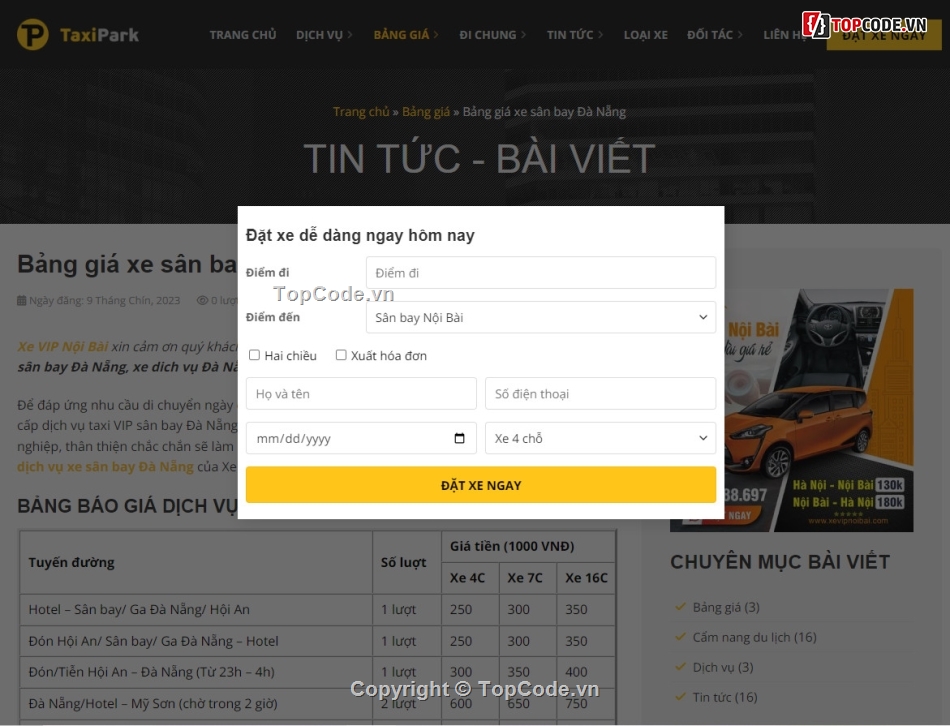 Sharecode thuê xe taxi chuẩn SEO,Sharecode taxi,code taxi cực đẹp,code web thuê xe taxi